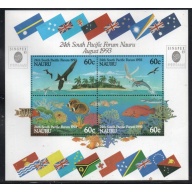 Nauru Sc 405b 1993 South Pacific Forum stamp sheet mint NH Singapore overprint