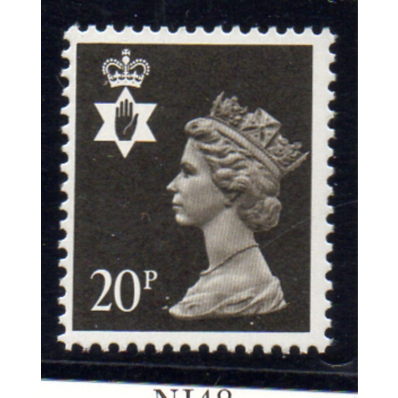 G.B Northern Ireland Sc NIMH38 1989 20p brown black QE II Machin Head stamp mint NH