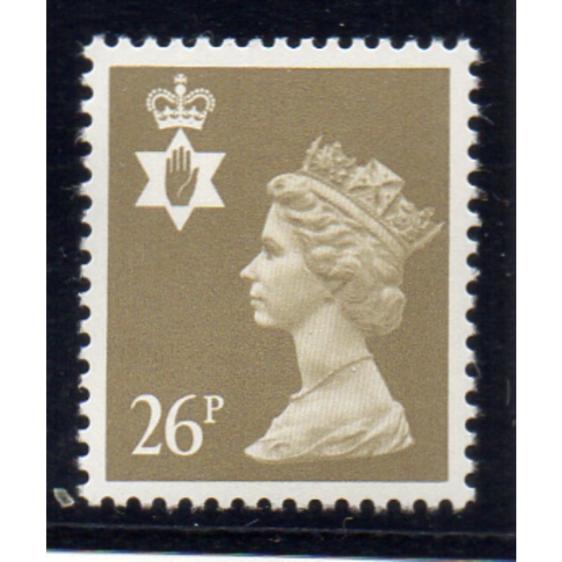 G.B Northern Ireland Sc NIMH48 1990 26p olive green QE II Machin Head stamp mint NH