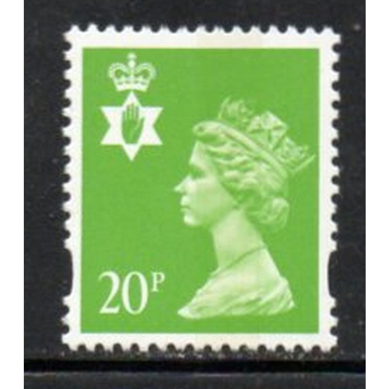 G.B Northern Ireland Sc NIMH58 1996 20p bright yellow green QE II Machin Head stamp mint NH