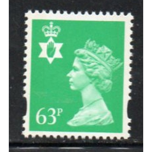 G.B Northern Ireland Sc NIMH64 1996 63p bright green QE II Machin Head stamp mint NH