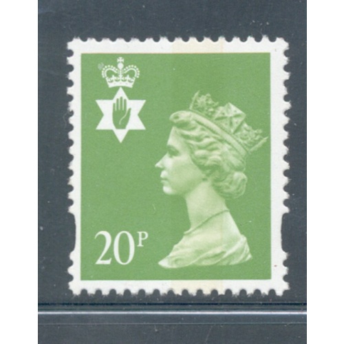 G.B Northern Ireland Sc NIMH69 1997 20p brt yellow green QE II Machin Head stamp mint NH