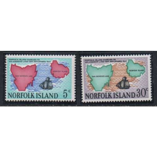 Norfolk Islands Sc 123-124 1969 Tasmania & Island Maps stamp set mint NH