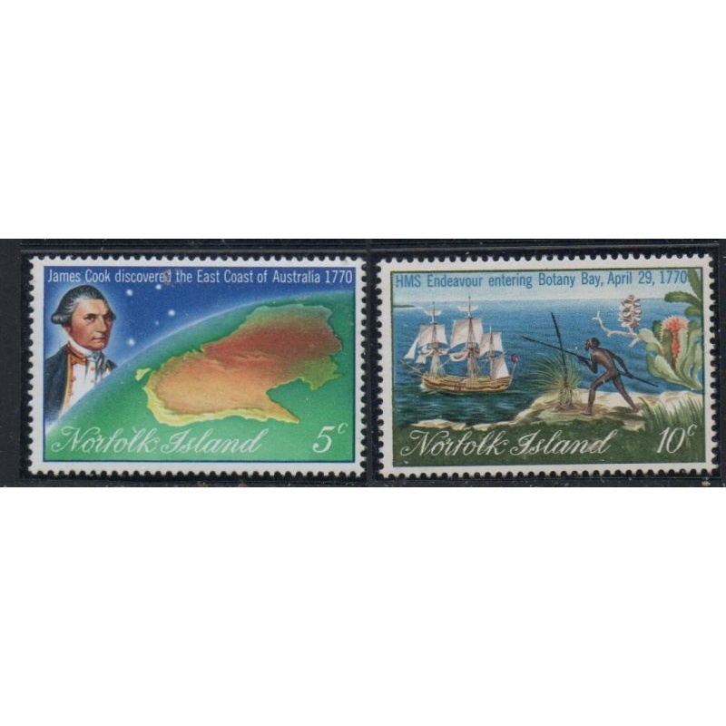 Norfolk Islands Sc 141-142  1970 Cook discovers Australia stamp set mint NH