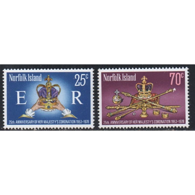 Norfolk Islands Sc 229-230 1978 25th Anniversary of QE II stamp set mint NH
