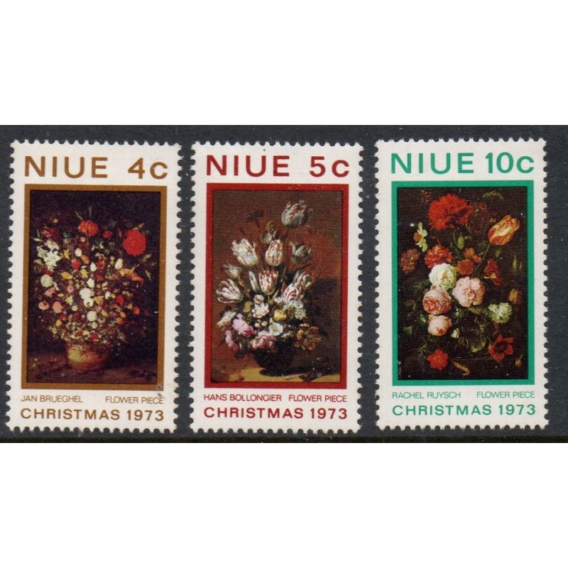 Niue Sc 160-162 1972 Christmas Flowers stamp set mint NH