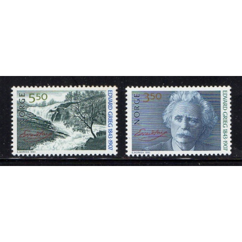 Norway Sc 1038-1039 1993 Edvard Grieg stamp set mint NH