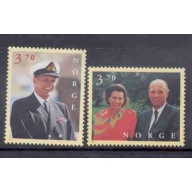 Norway Sc 1158-1159 1997 60th Birthday King & Queen stamp set mint NH