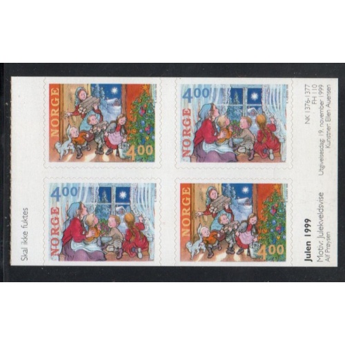 Norway Sc 1241a 1999 Christmas stamp booklet pane mint NH
