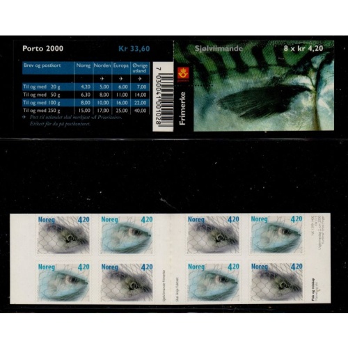 Norway Sc 1261-1262 2000  Fish  Booklet of 8 stamps mint NH
