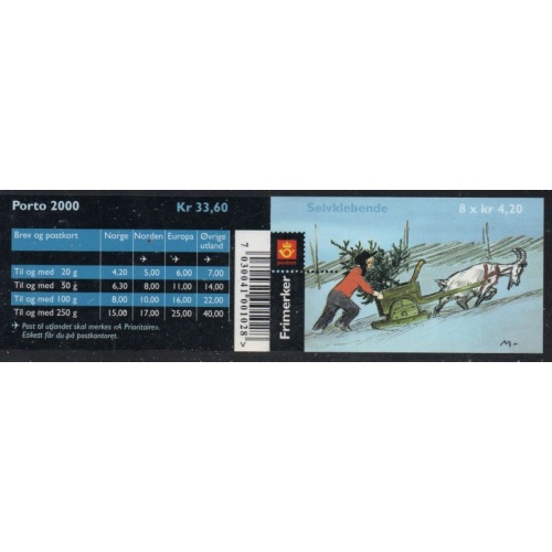 Norway Sc 1271a 2000 2 Christmas booklet panes in complete booklet mint NH