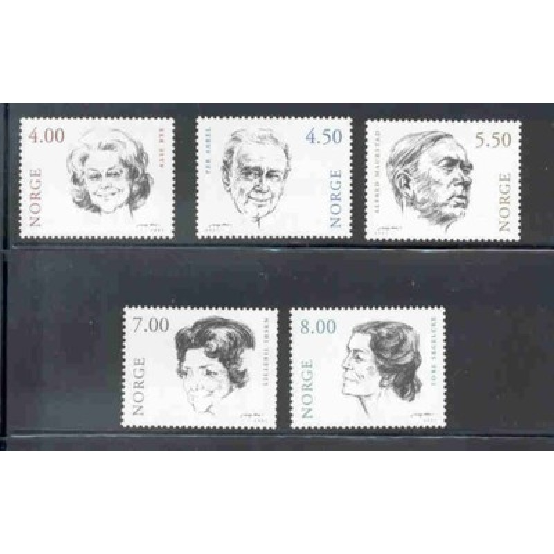Norway Sc 1277-1281 2001 Actors & Actresses stamp set mint NH