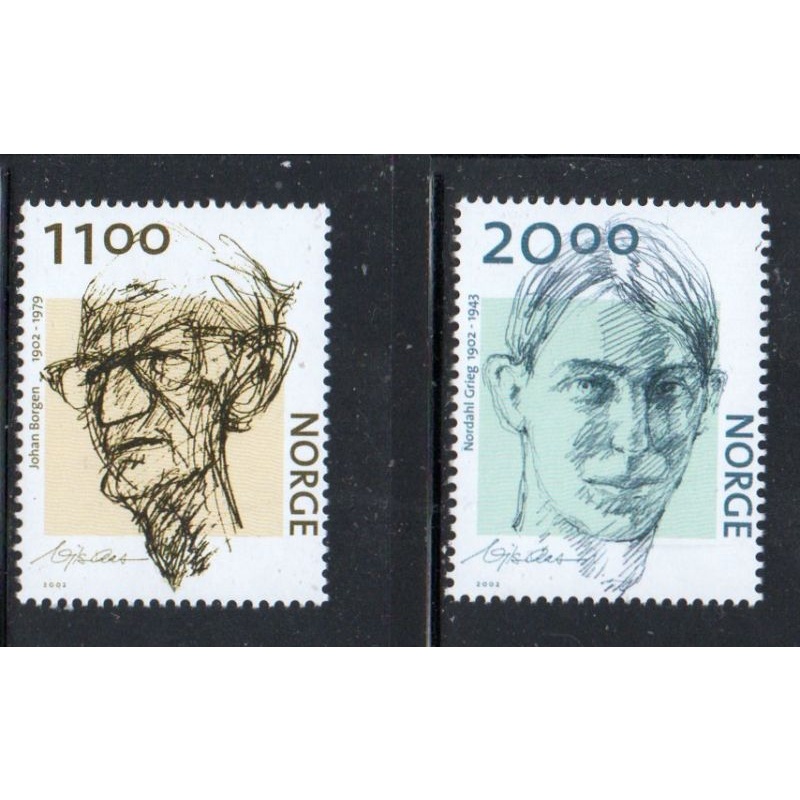 Norway Sc 1336-1337 2002 Authors stamp set mint NH