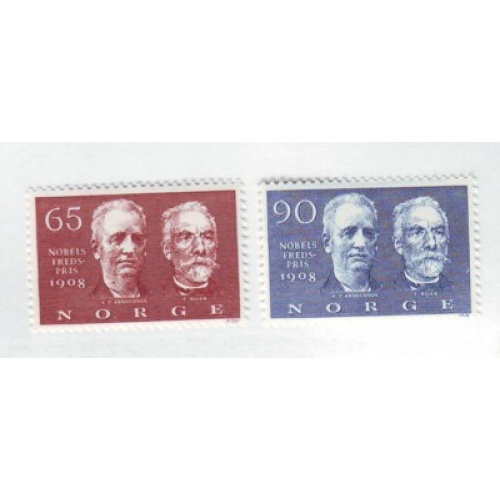 Norway Sc 521-22 1968 Nobel Prize Winners 1908 stamp set mint NH