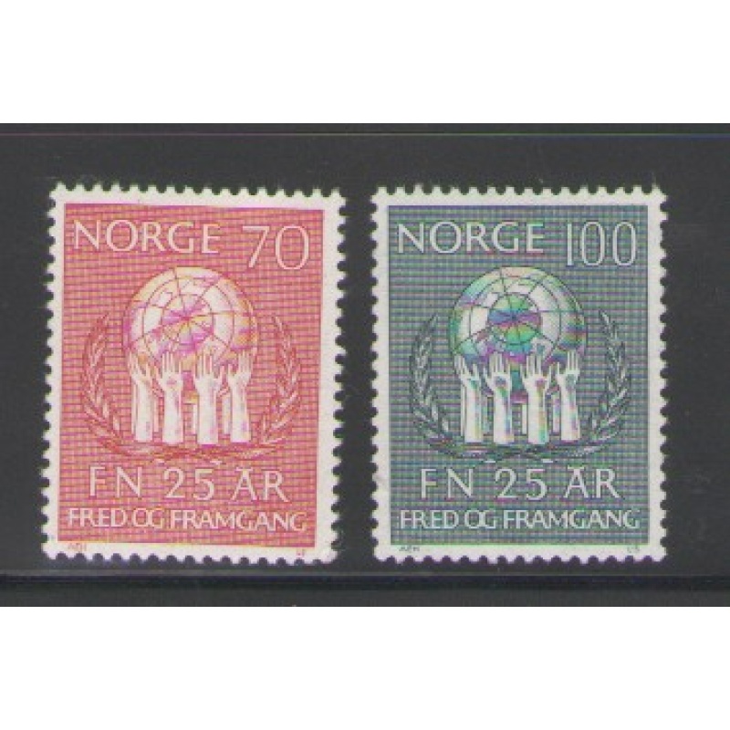 Norway Sc 560-61 1970 25th Anniversary United nations stamp set mint NH