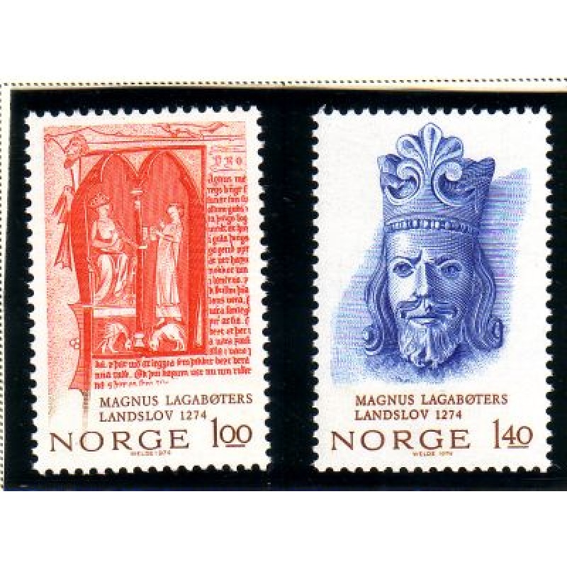 Norway Sc 635-636 1974 National Code Anniversary  stamp set mint NH