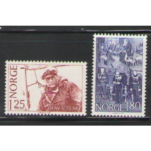 Norway Sc 731-732 1978 75th Birthday King Olav V stamp set mint NH