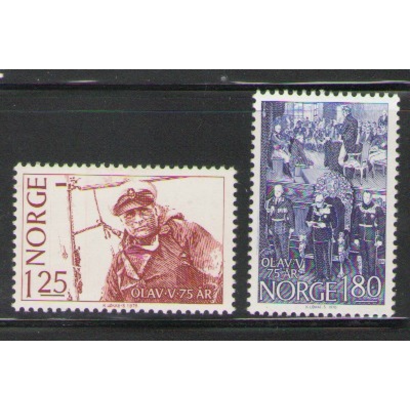 Norway Sc 731-732 1978 75th Birthday King Olav V stamp set mint NH
