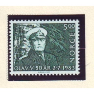 Norway Sc 827 1983 80th Birthday King Olav stamp mint NH