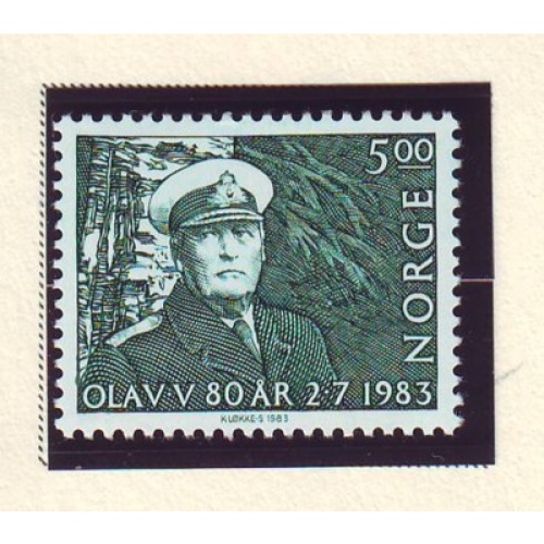 Norway Sc 827 1983 80th Birthday King Olav stamp mint NH