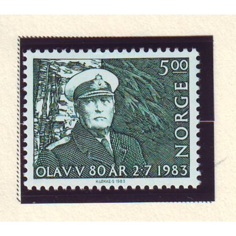 Norway Sc 827 1983 80th Birthday King Olav stamp mint NH