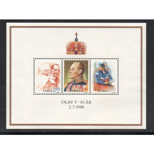 Norway Sc 931 1988 85th Birthday King Olav V stamp sheet  mint NH