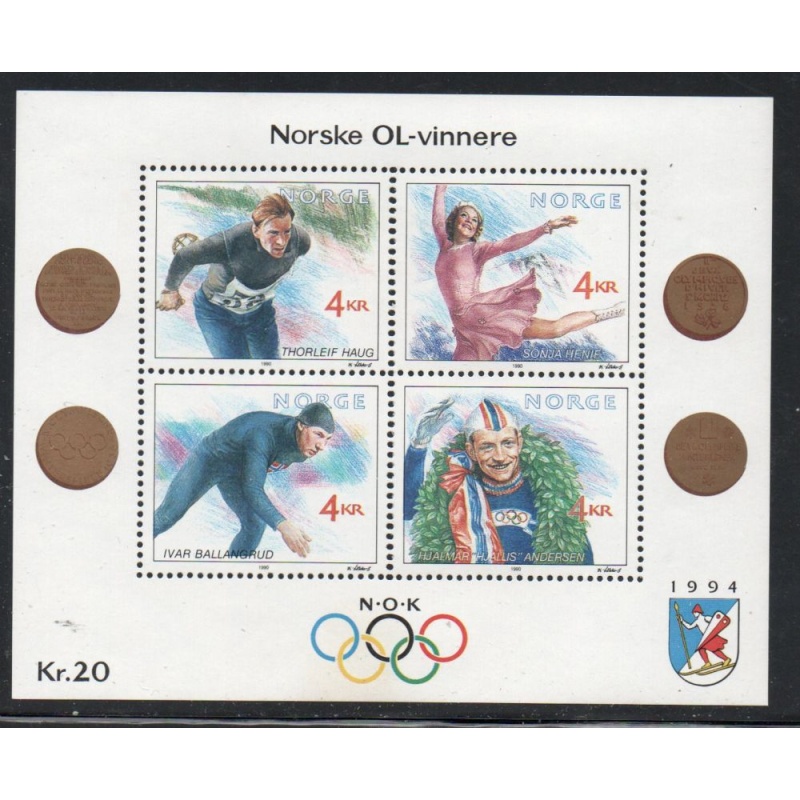 Norway Sc 984 1990 Winter Olympics stamp sheet mint NH