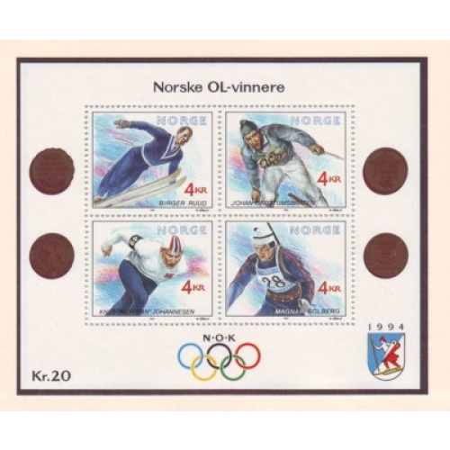 Norway Sc 997 1991 Winter Olympics stamp sheet mint NH
