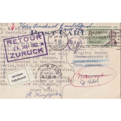 Canada 1962 Transatlantic Post Card Returned