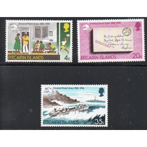 Pitcairn Island Sc 141-143 1974 UPU Anniversary stamp set mint NH