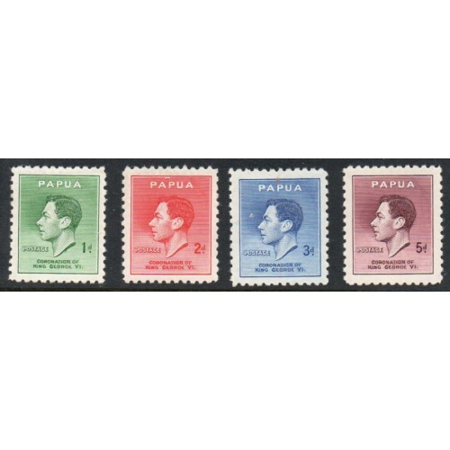 Papua  Sc 118-121 1937 Coronation G VI stamp set mint