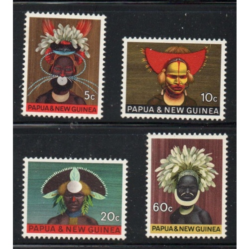 Papua New Guinea Sc 253-256 1968 Chimbu Headdress stamp set mint NH