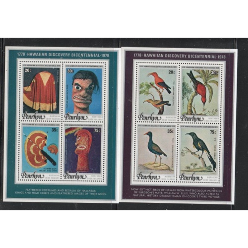 Penrhyn Sc 96c-96d 1978 Cook's Discovery of Hawaii stamp sheets mint NH