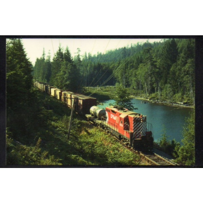 CP GP9 & Train on Vancouver Island 1977 near Locharkaig Summit unused