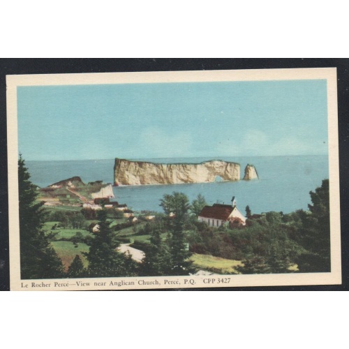 Colour PECO PC La Rocher Perce near Anglican Church Perce, P.Q. unused