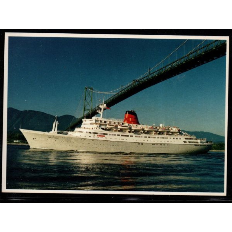 Colour PC  Cunard Line MV Sagafjord leaving Vancouver, BC 1991