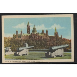 PECO Linen era Colour postcard Parliament Buildings from Nepean Point, Ottawa unused