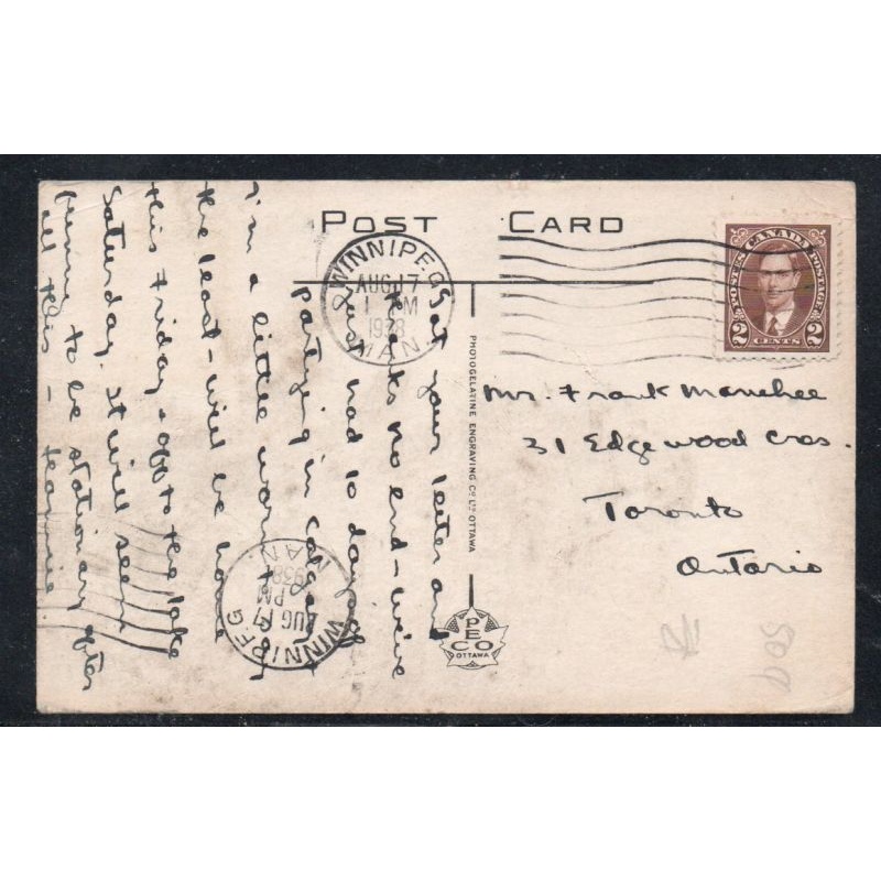 Linen era colour PC New Federal Building Winnipeg used 1938