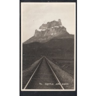 Black & White RPPC Castle Mtn Banff Raiway Tracks unused