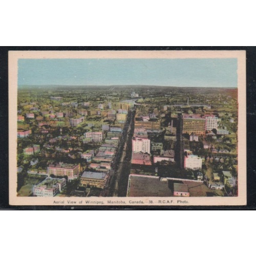 Linen era PECO colour PC Aerial View of Winnipeg, Man unused