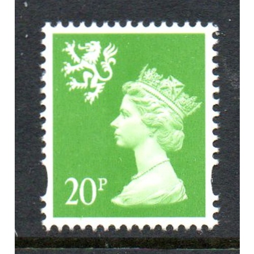 G.B Scotland  Sc SMH75 1997 20p bright yellow green QE II Machin Head stamp mint NH