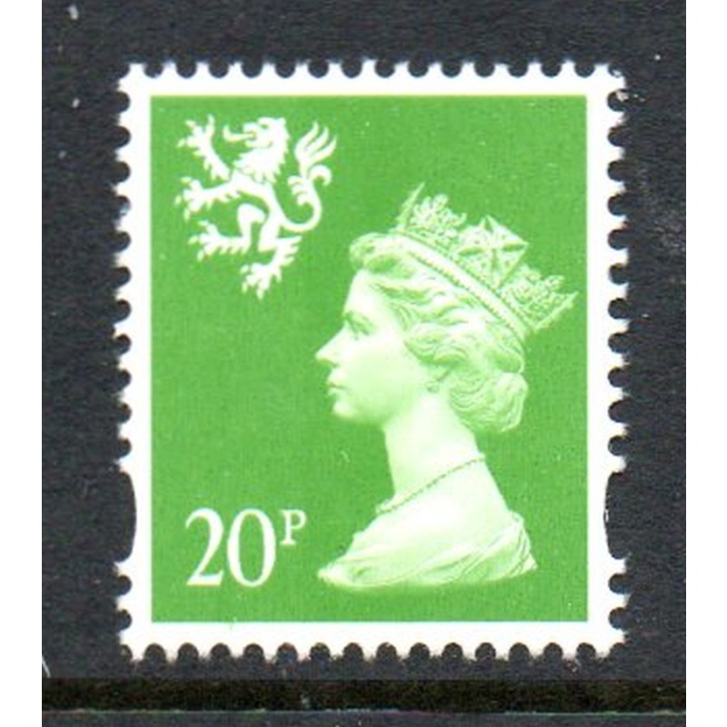 G.B Scotland  Sc SMH75 1997 20p bright yellow green QE II Machin Head stamp mint NH