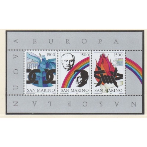 San Marino Sc 1243 1991 Birth of New Europe stamp sheet mint NH