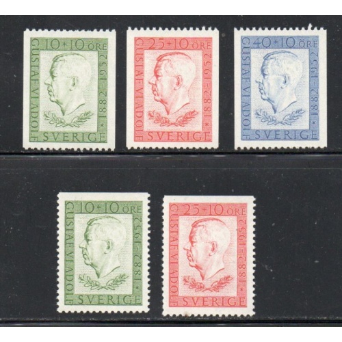 Sweden Sc B42-46 1952 70th Birthday King stamp set mint NH