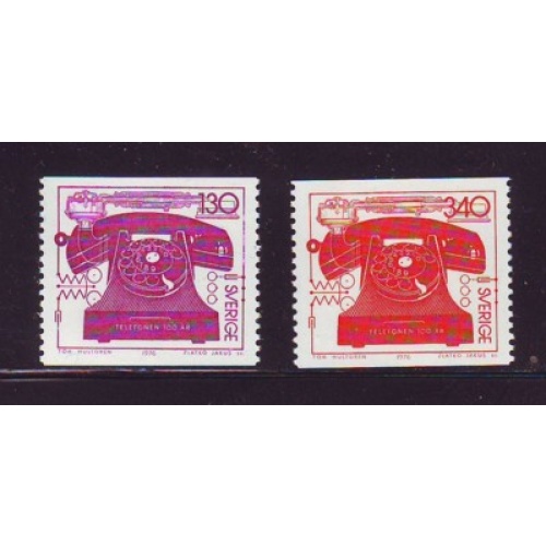 Sweden Sc 1157-8 1976 First Telephone Call stamp set mint NH