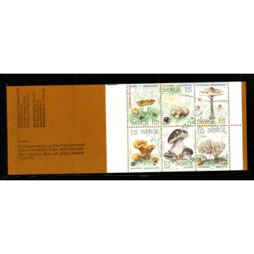 Sweden Sc 1264a 1978 Edible Mushrooms stamp booklet pane mint NH