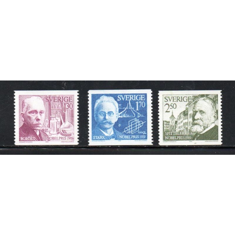 Sweden Sc 1310-1312 1979 Nobel Prize Winners stamp set  mint NH