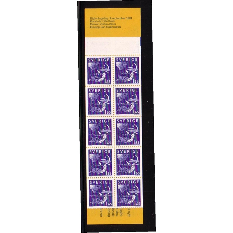Sweden Sc 1376a 1981 Night & Day stamp booklet pane in booklet mint NH