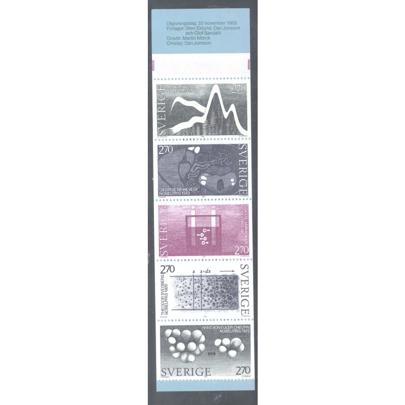 Sweden Sc  1482a 1983 Nobel Chemistry Prize stamp booklet  mint NH