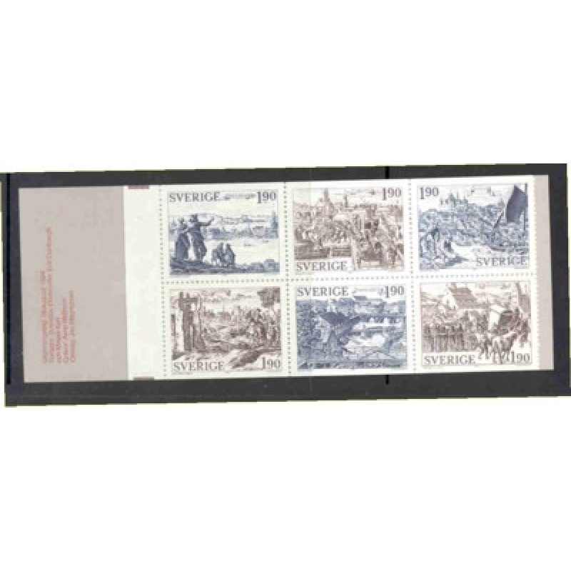 Sweden Sc 1513a  1984 Medieval Towns stamp booklet pane mint NH
